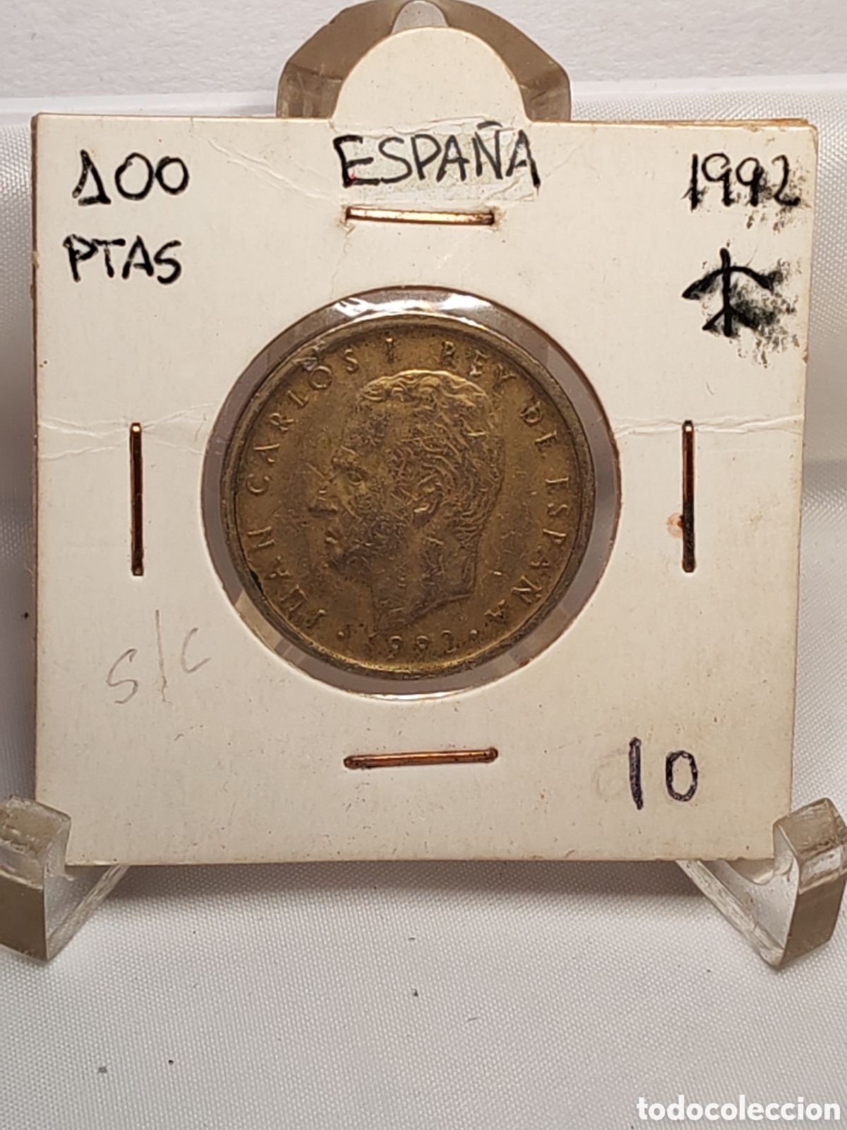 Monedas Juan Carlos I: Espa&ntilde;a. 100 pesetas. J.Carlos I. 1992. Flor de Lis arriba. Sin circular