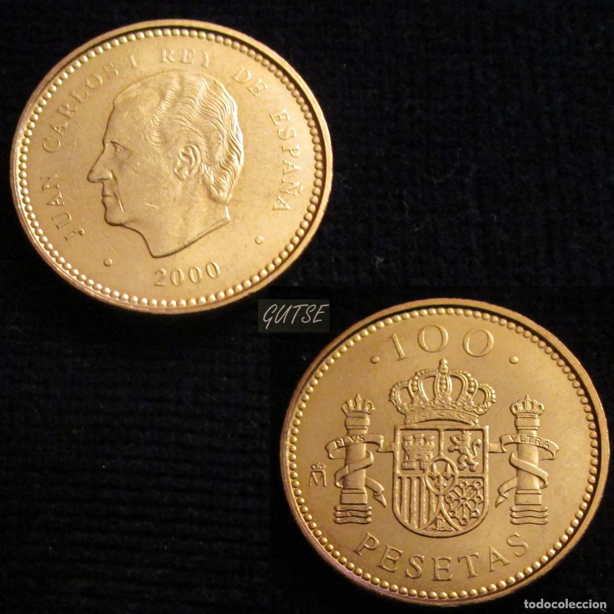 Moedas Juan Carlos I: *GUTSE* J. CARLOS I-3, 100 PESETAS 2000, LIS REVERSO, B.O., SIN CIRCULAR.