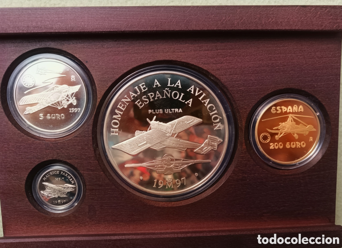 Monete Juan Carlos I: 1997, Homenaje a la aviaci&oacute;n, colecci&oacute;n completa Euro.
