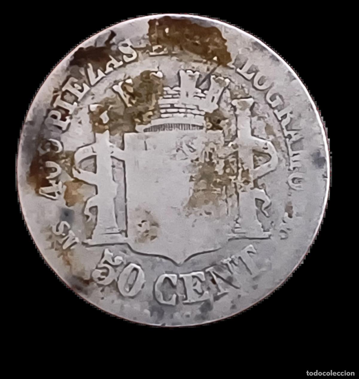 Monedas Juan Carlos I: 50 C&eacute;ntimos 1870 RC - Foto 2