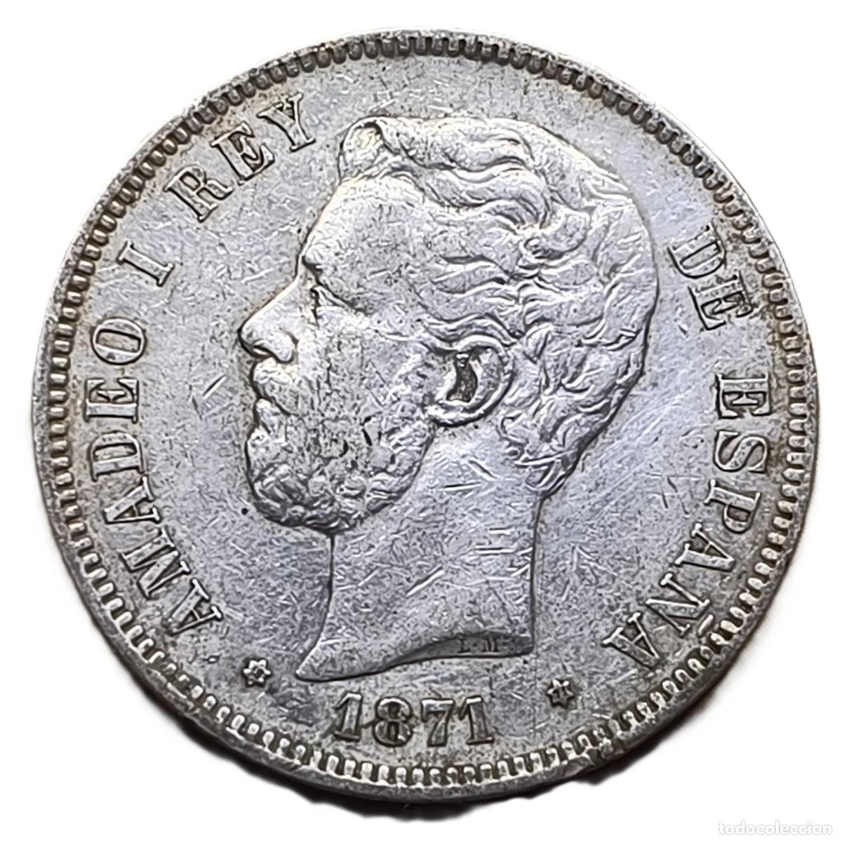 Moedas Juan Carlos I: 5 Pesetas 1871 (18-71) Espa&ntilde;a XF