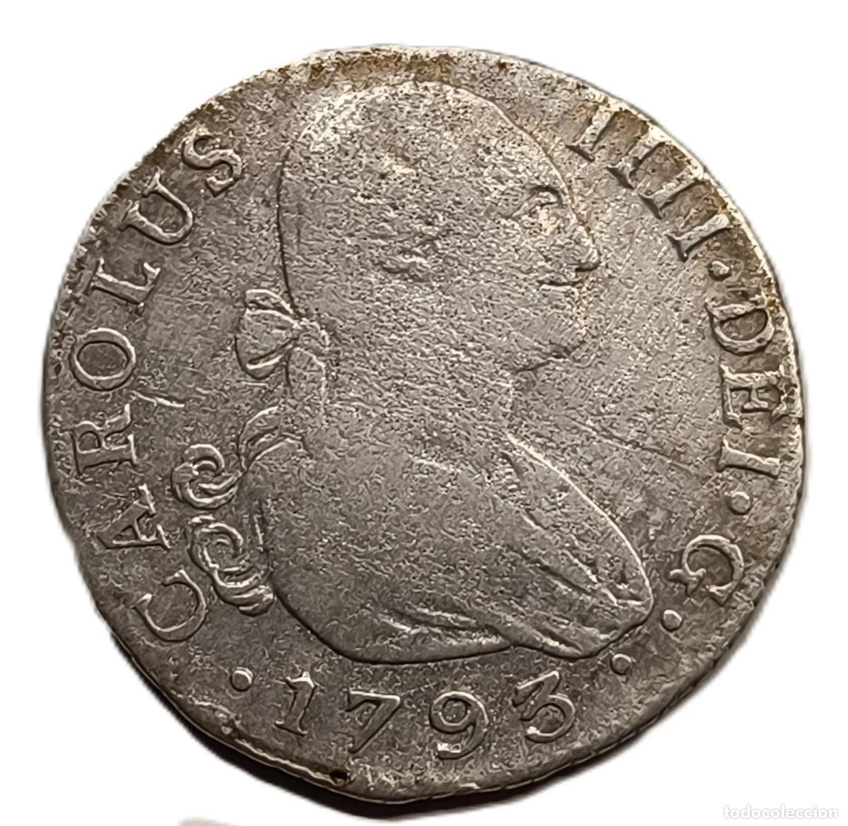 Coins Juan Carlos I: 2 Reales 1793 Carlos IV Sevilla