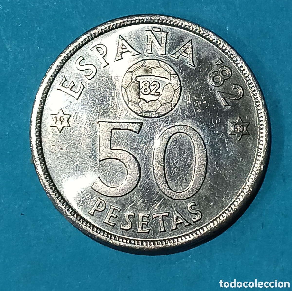 Monedas Juan Carlos I: 50 Pesetas Juan Carlos I 1980 *19 *80 S/C con error de acu&ntilde;aci&oacute;n.