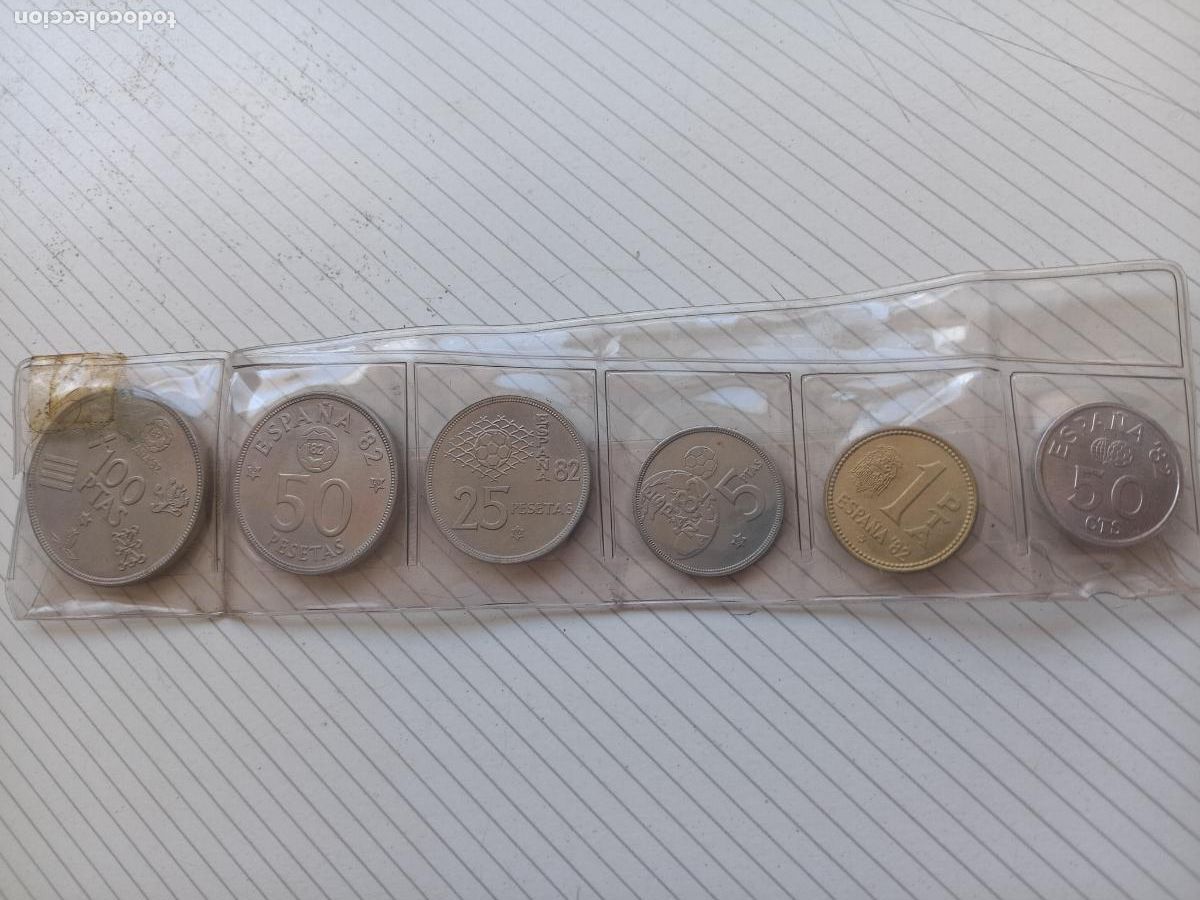 Monedas Juan Carlos I: Tira de monedas nuevas del Mundial 82. En tira SC 1980