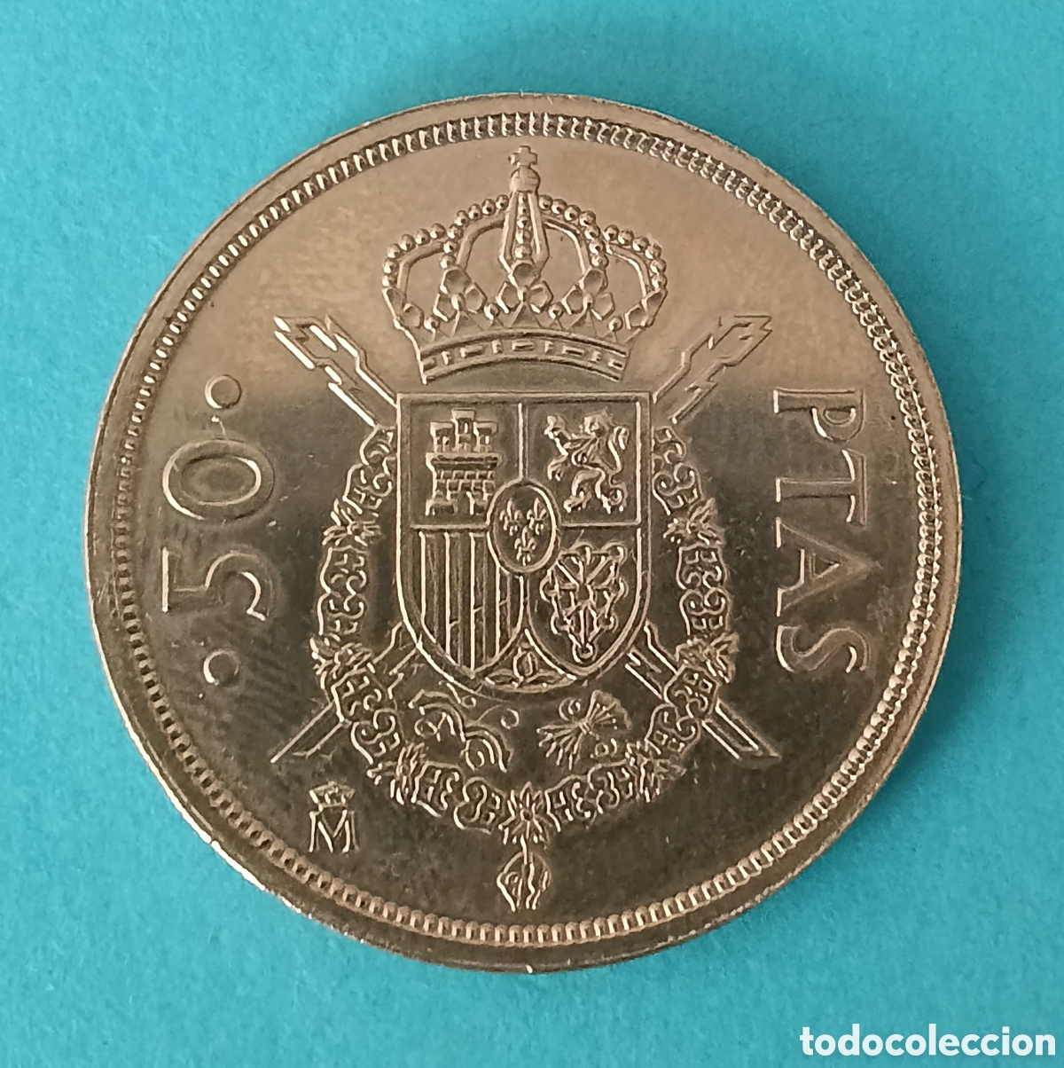 Monedas Juan Carlos I: 50 Pesetas Juan Carlos I 1982 con error ( Desplazada y Acu&ntilde;aci&oacute;n D&eacute;bil ).