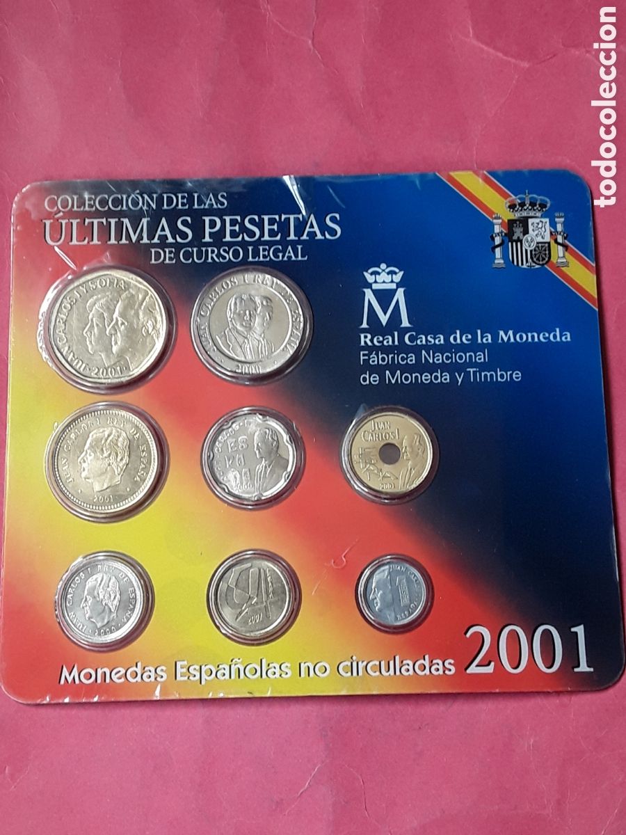 Monedas Juan Carlos I: CARTERA SET ULTIMAS PESETAS 2001 OFICIAL FNMT