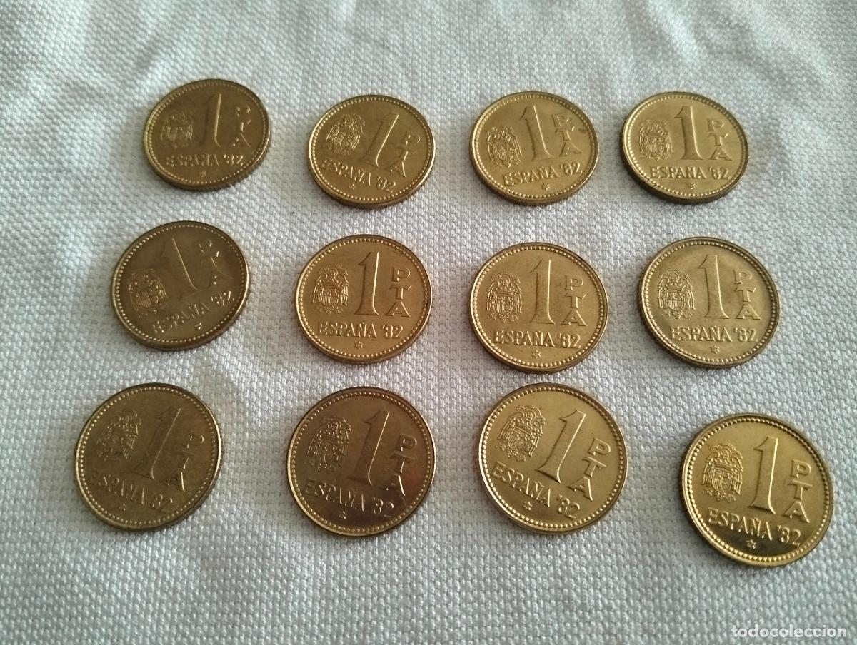 Monedas Juan Carlos I: LOTE 12 MONEDAS UNA PESETA A&Ntilde;O 1980, ESTRELLA 80, ESPA&Ntilde;A 82