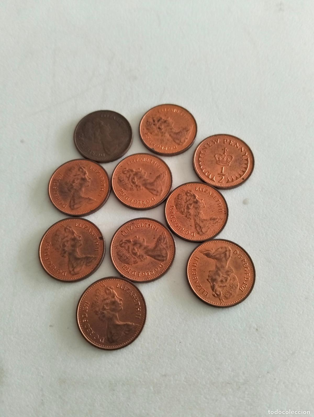 Monedas Juan Carlos I: LOTE 10 MONEDAS NEW PENNY, A&Ntilde;O 1971, ELIZABETH II