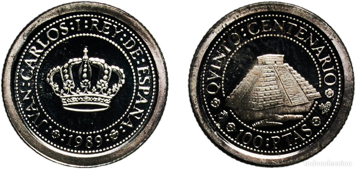 Monedas Juan Carlos I: Spain Kingdom 1989 M 100 Pesetas - Juan Carlos I (Chichen Itza) Silver (.925) Madrid Mint (57000) 1