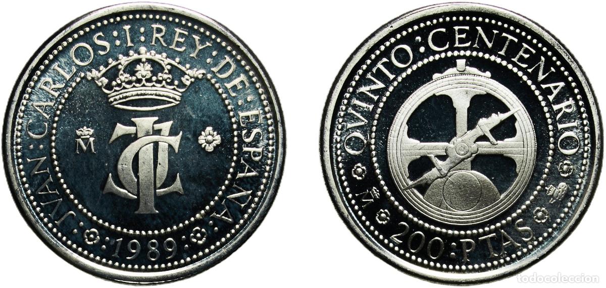 Monedas Juan Carlos I: Spain Kingdom 1989 M 200 Pesetas - Juan Carlos I (Spanish astrolabe) Silver (.925) Madrid Mint (570