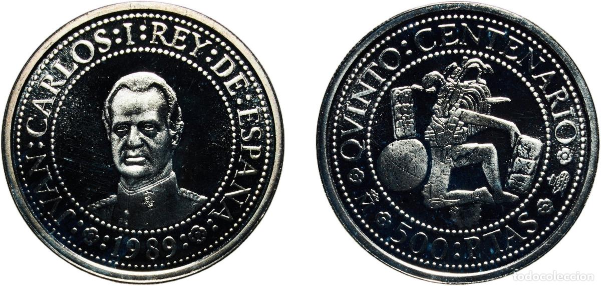 Monedas Juan Carlos I: Spain Kingdom 1989 M 500 Pesetas - Juan Carlos I (Mayan sculpture) Silver (.925) Madrid Mint (57000