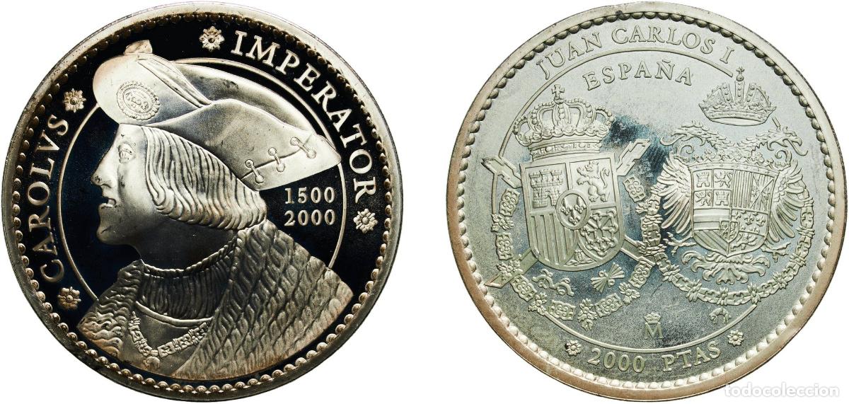 Monedas Juan Carlos I: Spain Kingdom 2000 M 2000 Pesetas - Juan Carlos I (Charles V) Silver (.925) Madrid Mint (15000) 33.