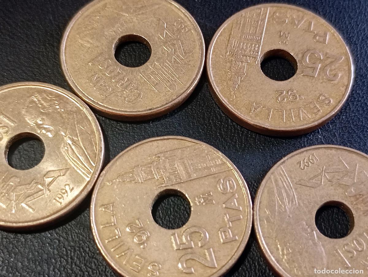 Monedas Juan Carlos I: LOTE 5 MONEDAS 25 PESETAS 1992 SEVILLA. JUAN CARLOS I. ESTADO COMO SE VE EN LAS IM&Aacute;GENES.