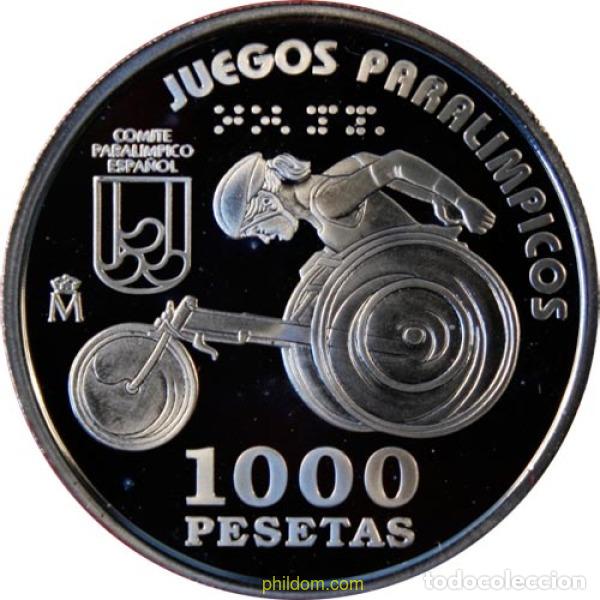Monedas Juan Carlos I: 2225 ESPA&Ntilde;A 2000 JUEGOS PARALIMPICOS. ATLETISMO EN SILLA DE RUEDAS 1000 PESETAS 2000