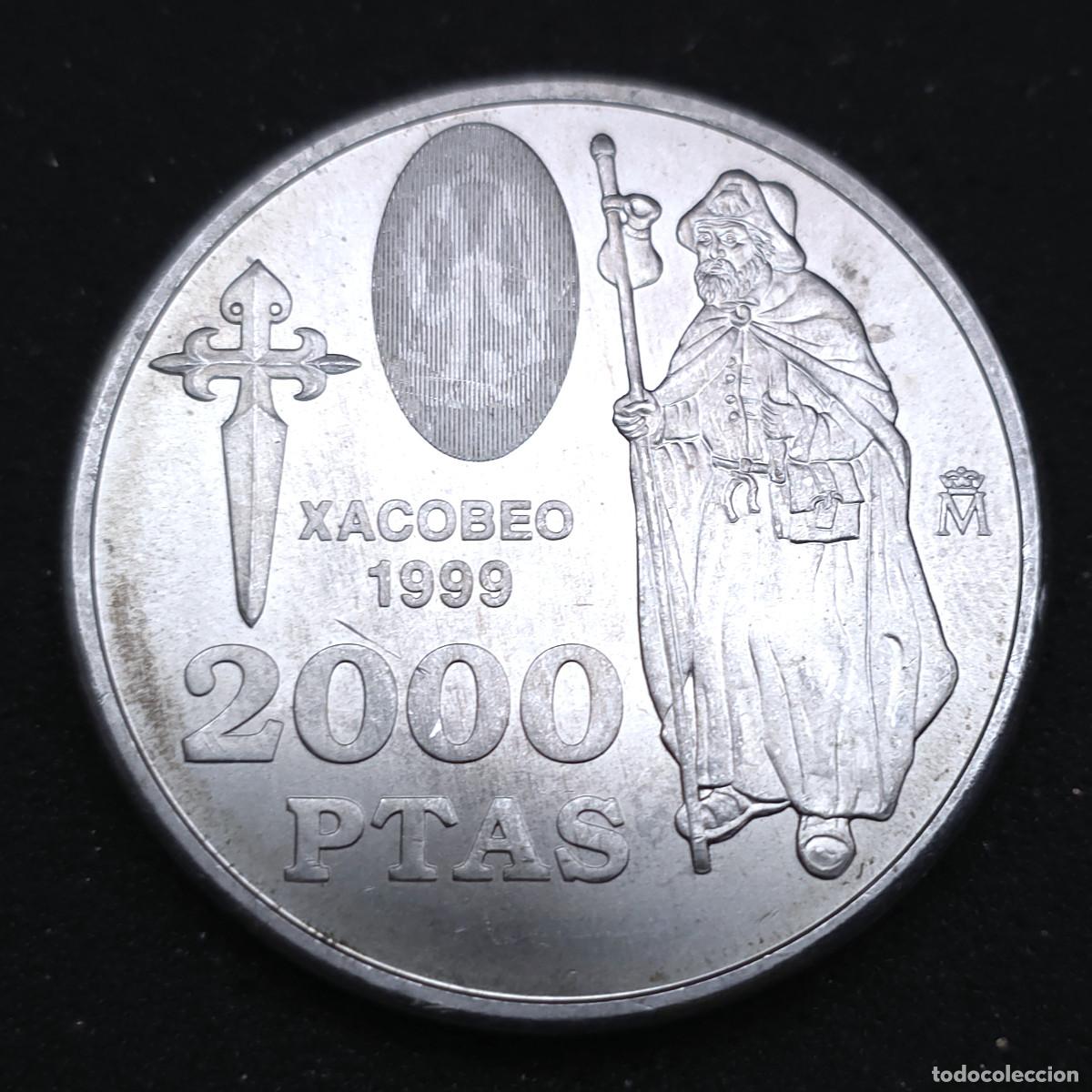 Monedas Juan Carlos I: MONEDA DE PLATA ESPA&Ntilde;A 2000 PESETAS // XACOBEO 1999 EBC