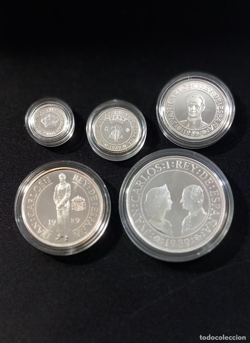 Monedas Juan Carlos I: CAJA 5 MONEDAS DE PLATA - V CENTENARIO (1&ordf; SERIE - JUAN CARLOS I)
