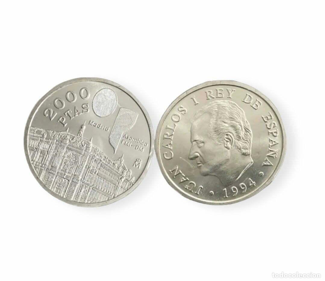 Monedas Juan Carlos I: Moneda plata 2000 pesetas Juan Carlos I, a&ntilde;o 1994 estuchada sin circular