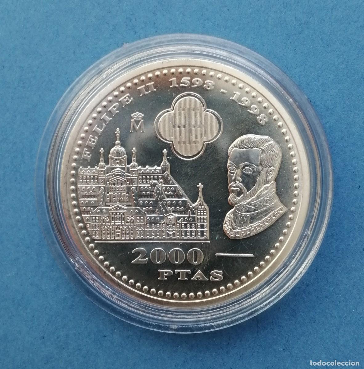 Monedas Juan Carlos I: MONEDA PLATA 2000 PESETAS 1998 FELIPE II
