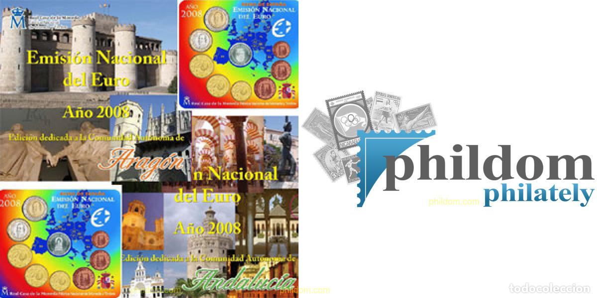 Monedas Juan Carlos I: 382 ESPA&Ntilde;A 2008 CARTERA OFICIAL 2008 - 2 carteras ARAGON-ANDALUCIA