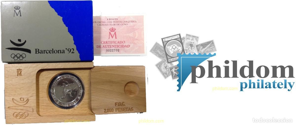 Monedas Juan Carlos I: 1408 ESPA&Ntilde;A 1990 2000 PESETAS 1990 1&ordf; ARQUERO PREHISTORICO OLIMPIADA BARCELONA 1992