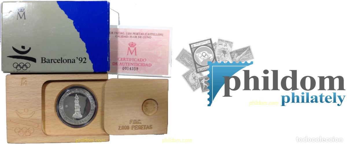 Monedas Juan Carlos I: 1407 ESPA&Ntilde;A 1990 2000 PESETAS 1990 1&ordf; CASTELLERS OLIMPIADA BARCELONA 1992