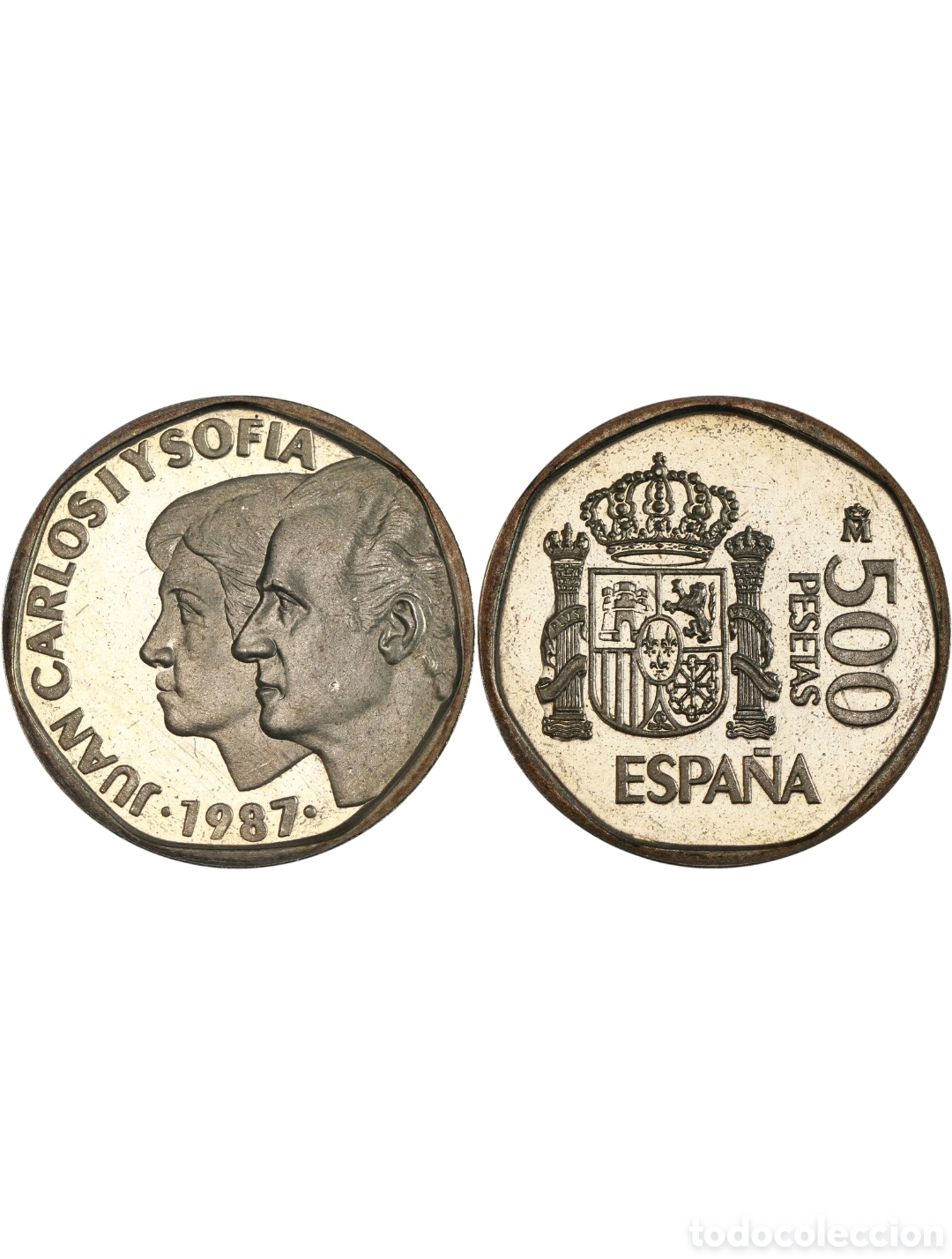 Monedas Juan Carlos I: 500 pesetas 1987. Prueba calidad proof. Escasa as&iacute;