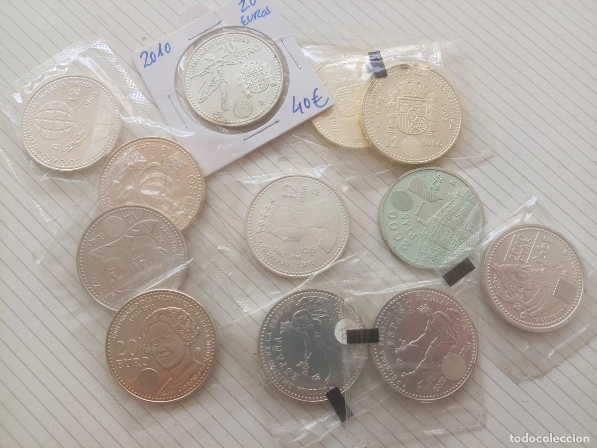 Monedas Juan Carlos I: 12 MONEDAS DE 2000 PESETAS, 12 y 20 EUROS DE PLATA