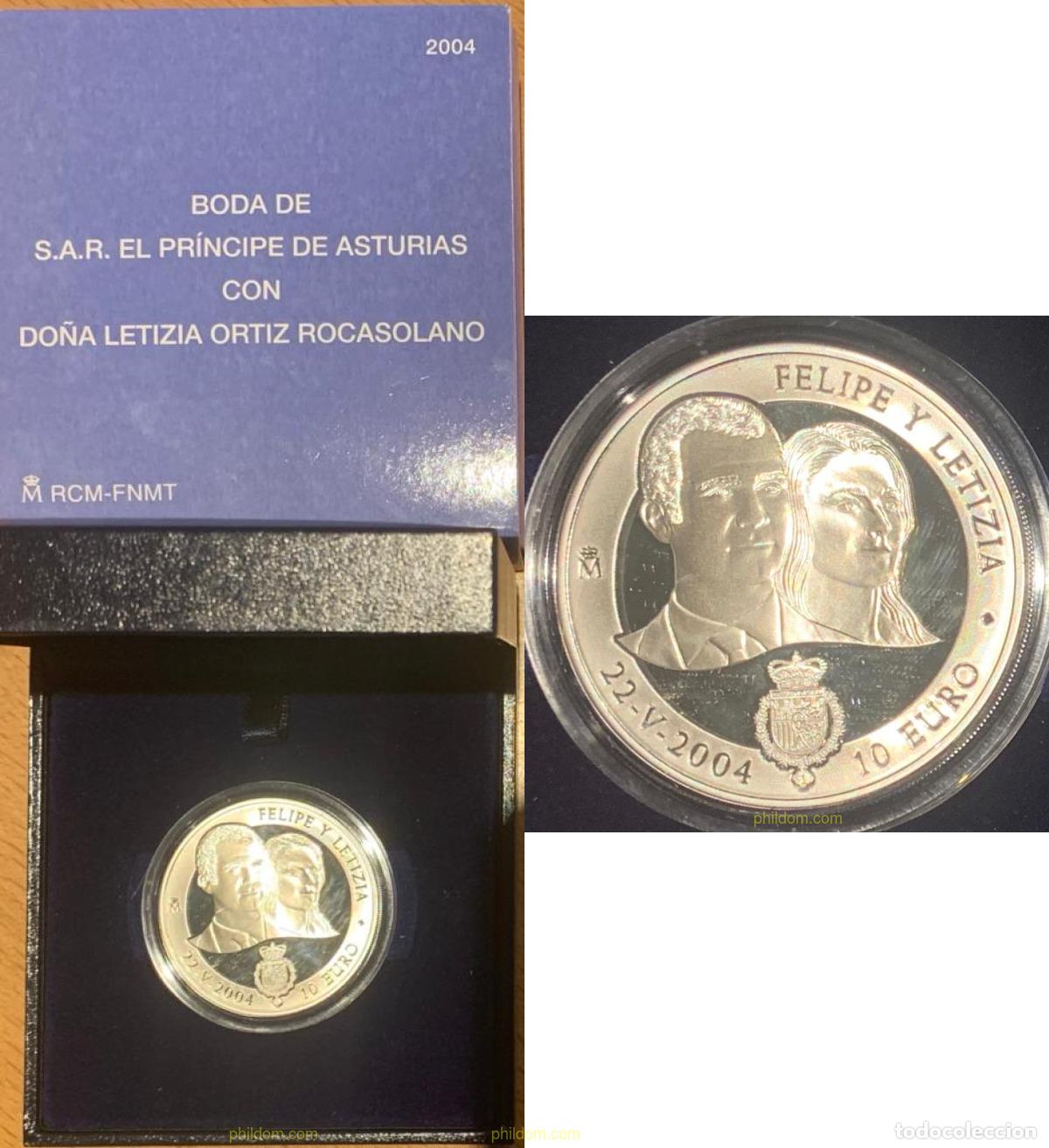 Monedas Juan Carlos I: 2088 ESPA&Ntilde;A 2004 BODA PRINCIPE DE ASTURIAS Y DO&Ntilde;A LETIZIA 10 EUROS 2004 PLATA SILVER
