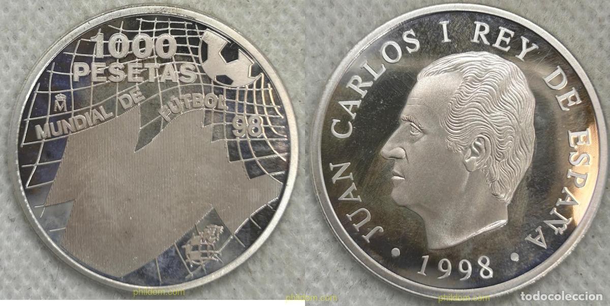 Monedas Juan Carlos I: 4740 ESPA&Ntilde;A 1998 1000 PESETAS MUNDIAL DE FUTBOL 1998