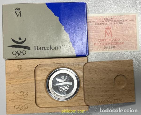 Monedas Juan Carlos I: 3280 ESPA&Ntilde;A 1990 2000 pesetas 1990 1&ordf; SERIE EMBLEMA OLIMPICO OLIMPIADA BARCELONA 1992