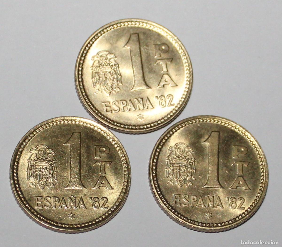 Monedas Juan Carlos I: LOTE TRES PESETAS JUAN CARLOS I 1980 MUNDIAL ESTRELLAS 80-81-82 SIN CIRCULAR