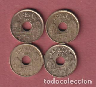 Monedas Juan Carlos I: 4 MONEDAS ESPA&Ntilde;A 25 PESETAS MELILLA 1997 - (1497-1997)