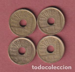 Monedas Juan Carlos I: 4 MONEDAS ESPA&Ntilde;A 25 PESETAS MELILLA 1997 - (1497-1997)