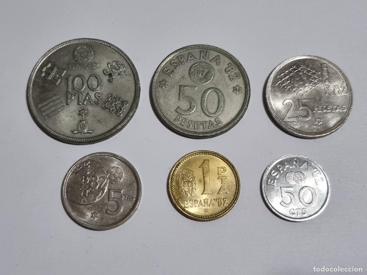 Monedas Juan Carlos I: Lote Mundial 82 Moneda Espa&ntilde;a 100 50 25 5 1 Pesetas Ptas Conmemorativa Coleccion