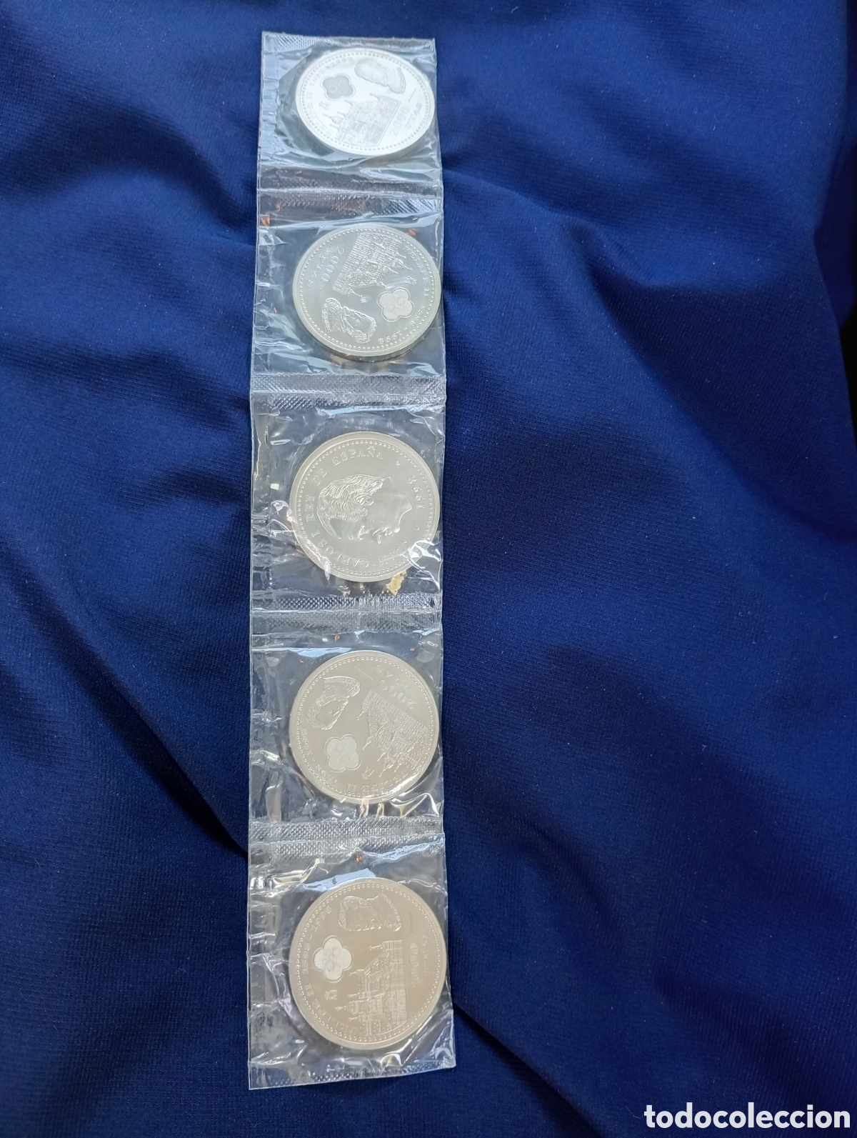 Monedas Juan Carlos I: plata. 5 monedas de 2000 pesetas de 1998