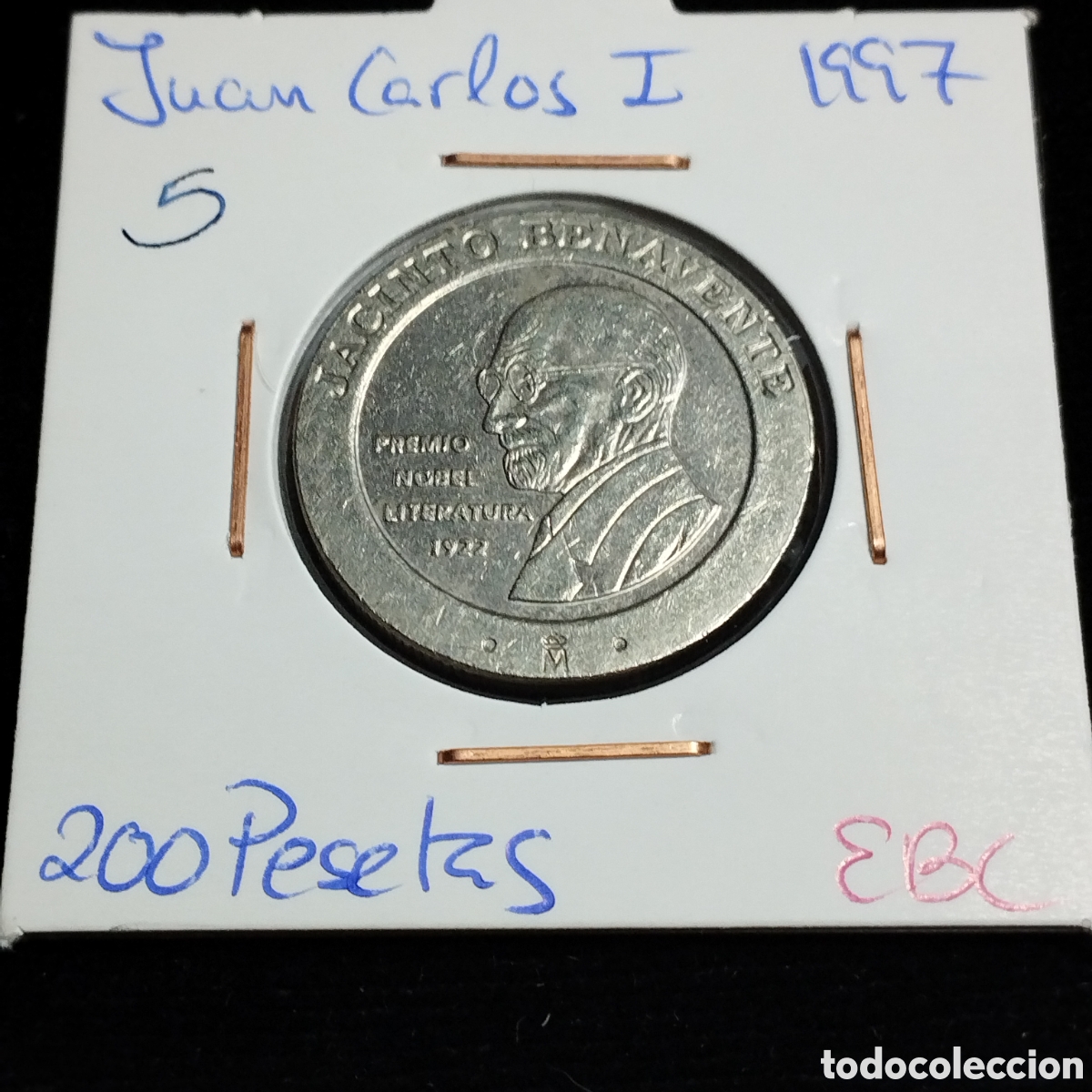 Monedas Juan Carlos I: Moneda 200 pesetas. 1997. Juan Carlos l. Jacinto Benavente. EBC