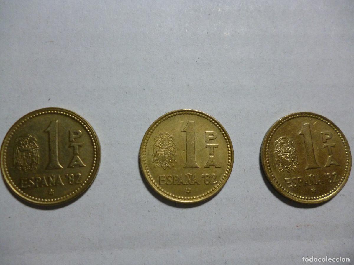 Monedas Juan Carlos I: TRES MONEDAS DE UNA PESETA MUNDIAL 82 - JUAN CARLOS - 1980