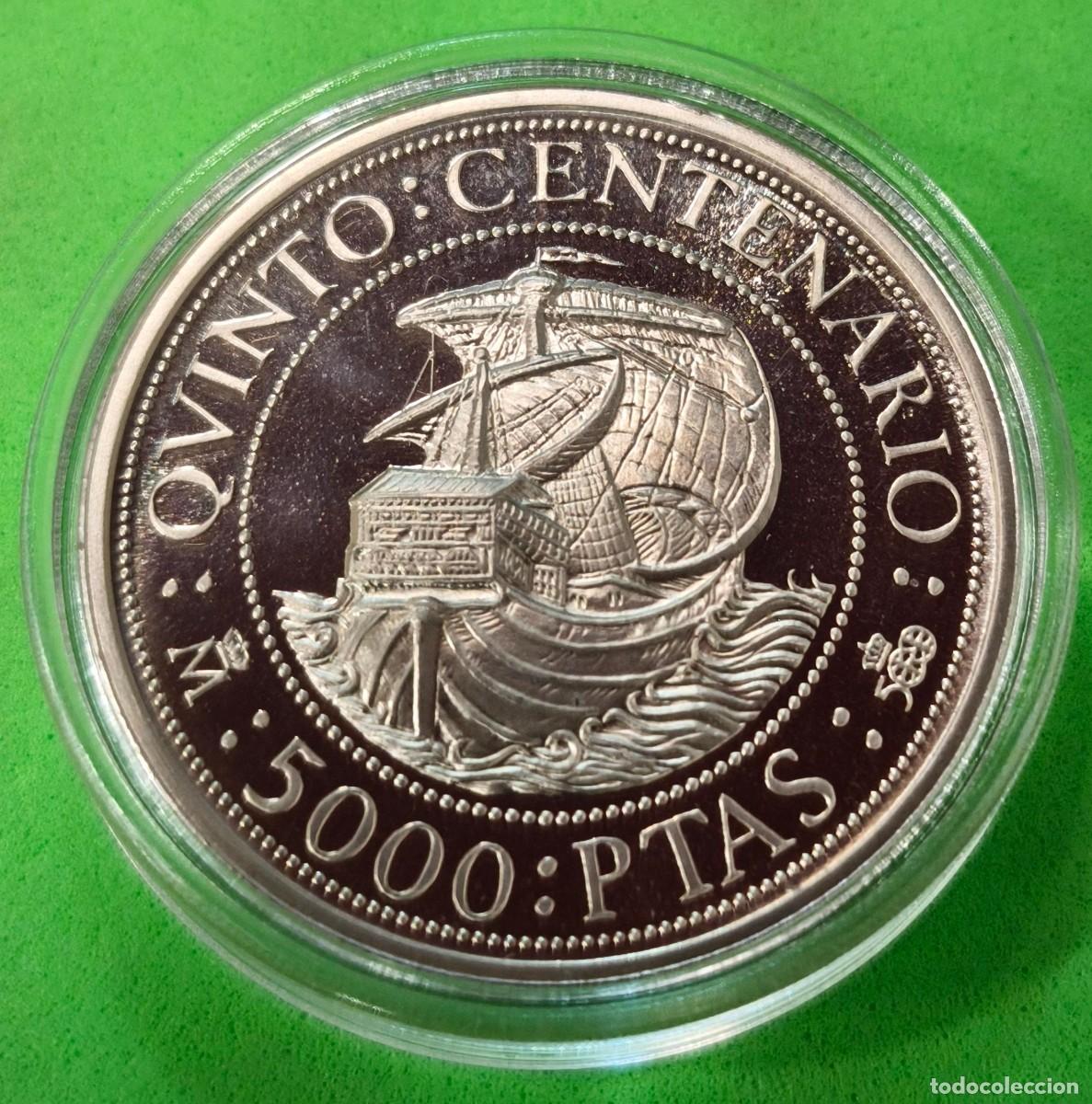 Monedas Juan Carlos I: ESPA&Ntilde;A. A&Ntilde;O 1989. SERIE I. 5000 PTAS PLATA V CENTENARIO. PESO 54 GR