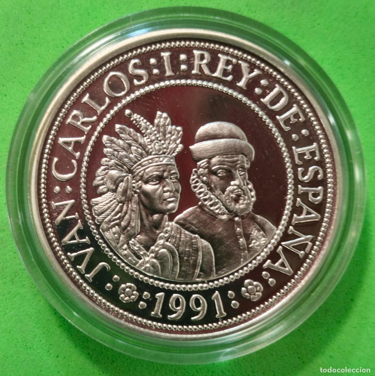 Monedas Juan Carlos I: ESPA&Ntilde;A. A&Ntilde;O 1991. SERIE III. 5000 PTAS PLATA V CENTENARIO. PESO 54 GR