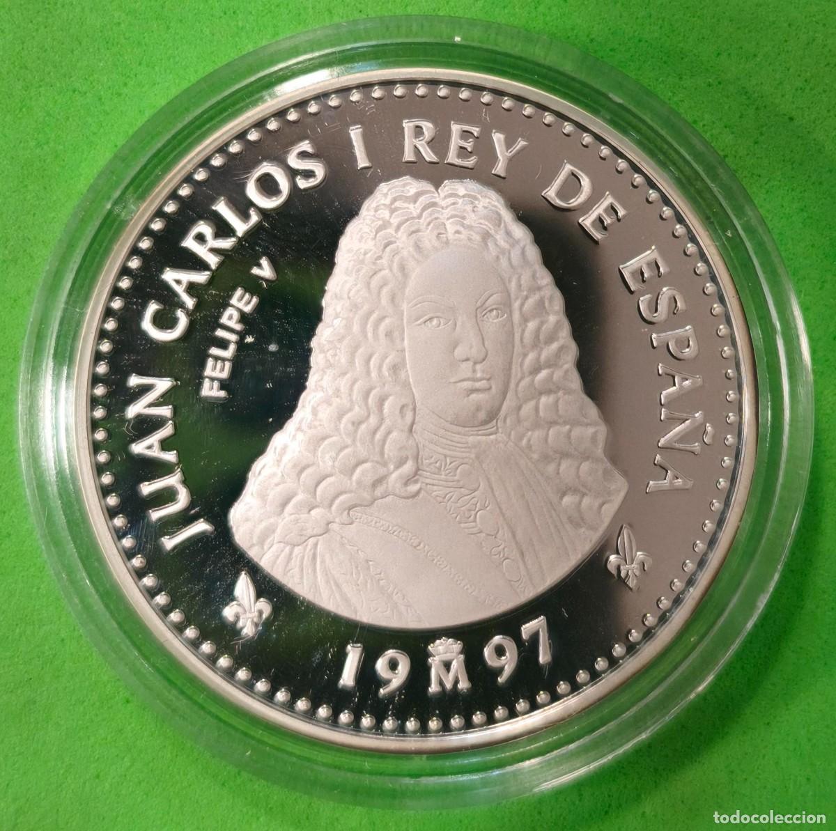 Monedas Juan Carlos I: ESPA&Ntilde;A. A&Ntilde;O 1997. 2000 PTAS PLATA.FELIPE V. PESO 27 GR