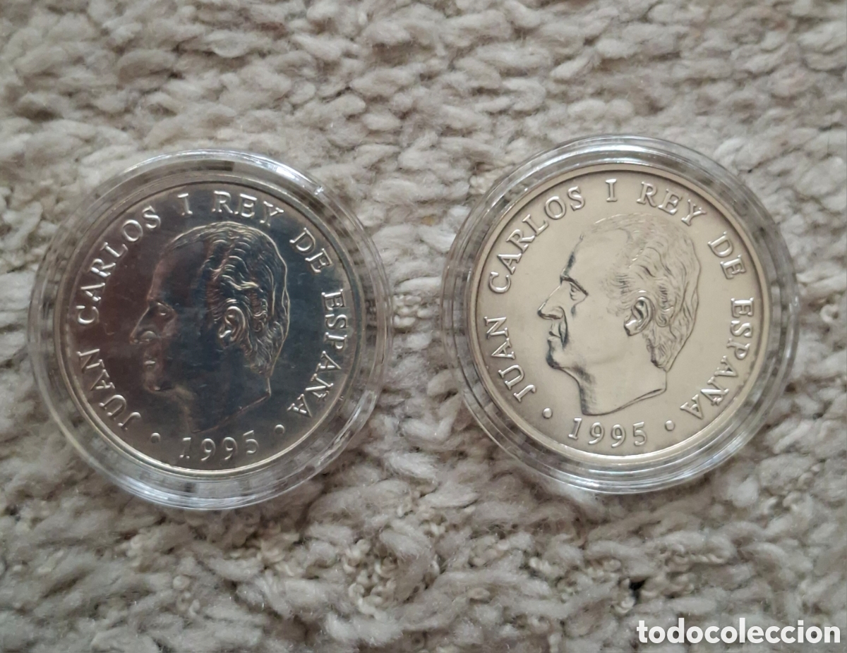 Monedas Juan Carlos I: Dos monedas plata FNMT. Juan Carlos I. 1995. Presidencia consjo U.E.
