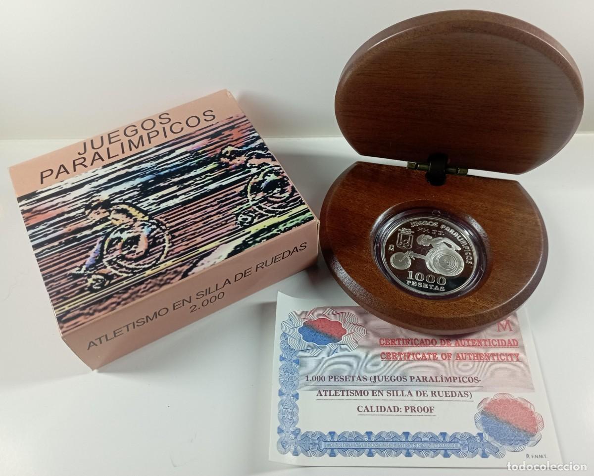 Monedas Juan Carlos I: Moneda de Espa&ntilde;a 1.000 pesetas Juegos Paral&iacute;mpicos 2000 de plata (Atletismo silla de ruedas)