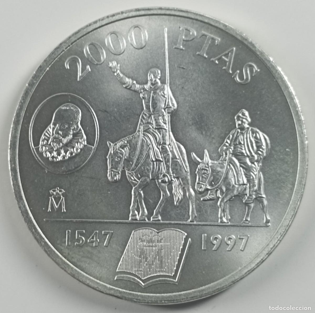Monedas Juan Carlos I: Moneda de Espa&ntilde;a 2000 pesetas de 1997 de plata (Miguel de Cervantes)