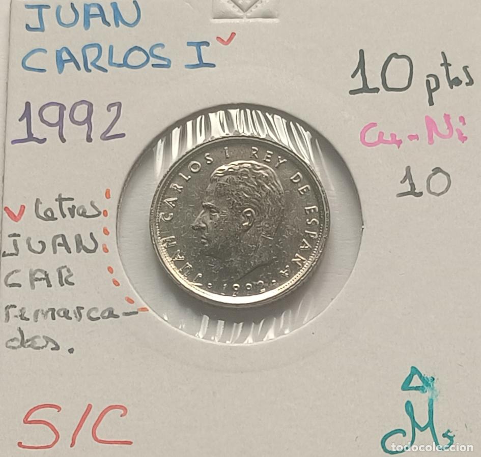 Monedas Juan Carlos I: 10 pesetas 1992, remarcada Juan Carlos I, sin circular, S/C, encartonada