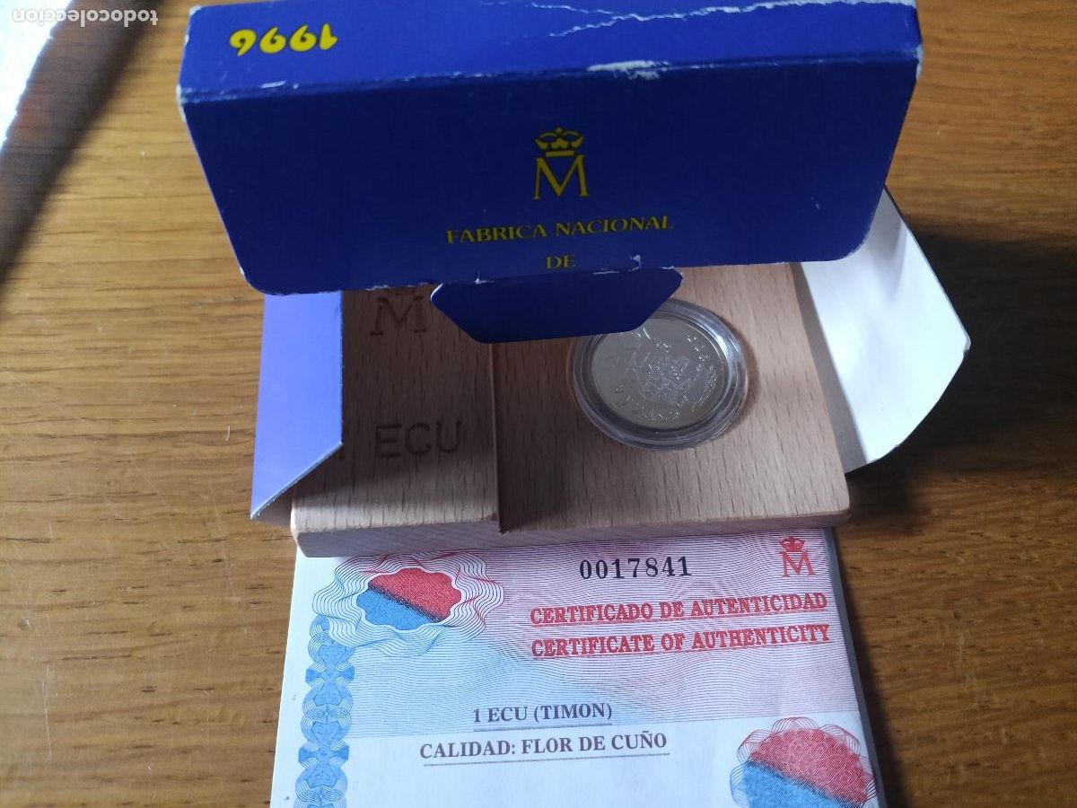 Monedas Juan Carlos I: ESTUCHE MONEDA 1 ECU 1996, PLATA, ORIGINAL FNMT