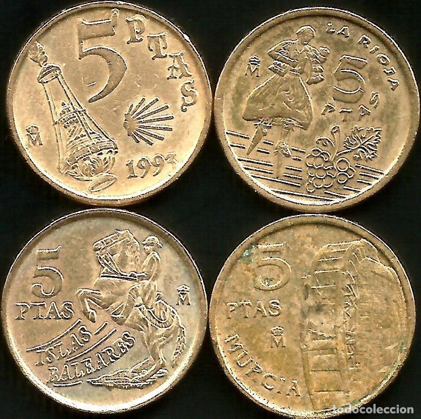 Monedas Juan Carlos I: ESPA&Ntilde;A (VER A&Ntilde;OS Y KM EN LA DESCRIPCION) - 5 PESETAS - LOTE 4 MONEDAS CIRCULADAS