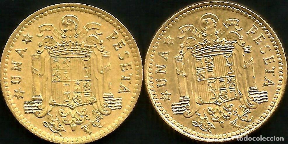 Monedas Juan Carlos I: ESPA&Ntilde;A 1975 *76 Y *80 - 1 PESETA - KM 806 - LOTE 2 MONEDAS CIRCULADAS