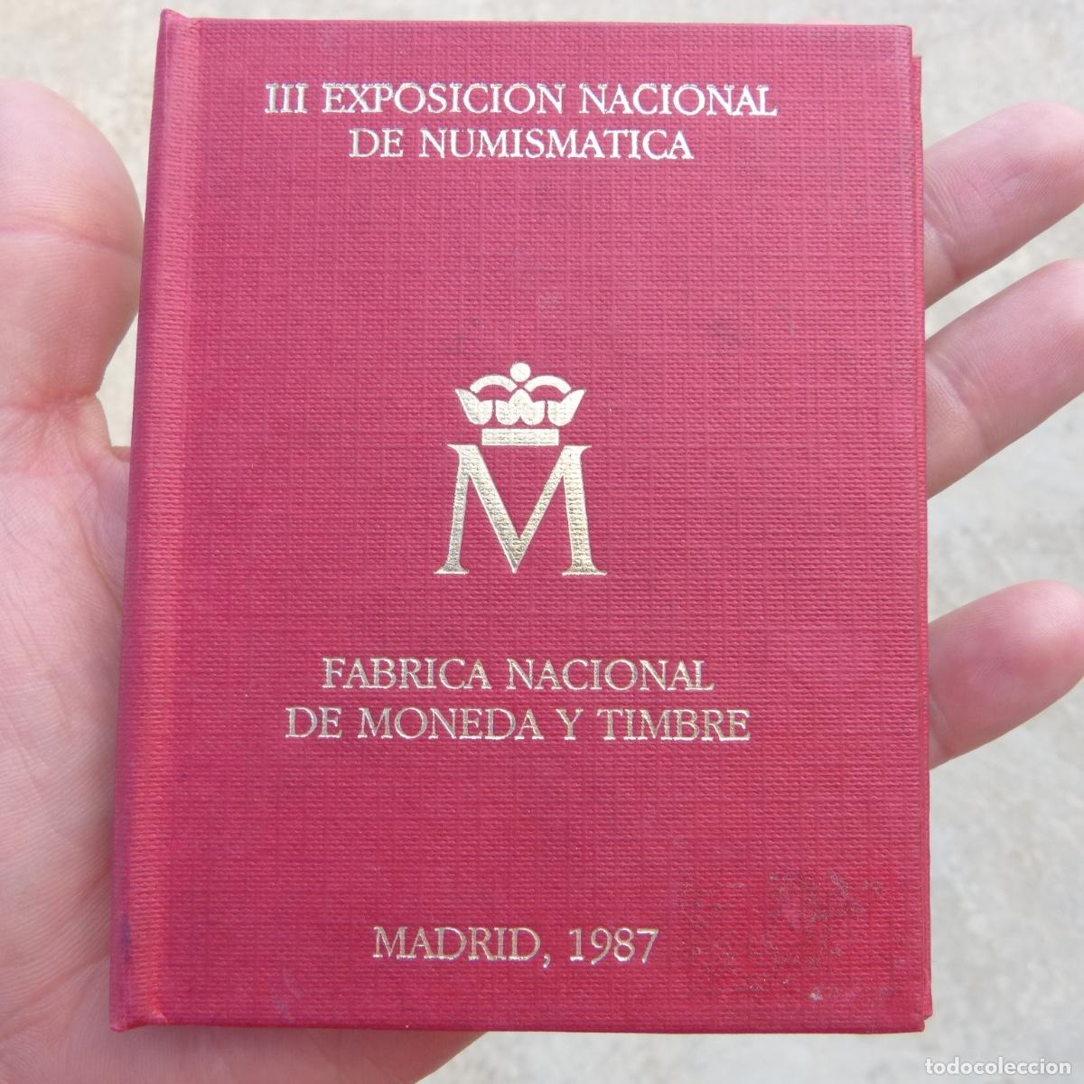 Monedas Juan Carlos I: Cartera E87, 1987, 1 peseta , 200 pesetas y medalla de cobre.