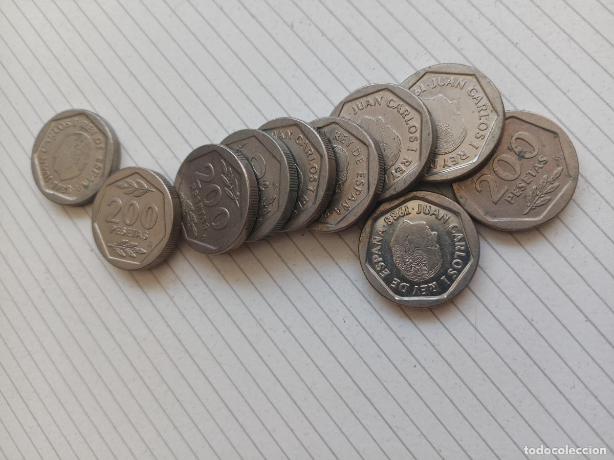 Monedas Juan Carlos I: 10 monedas de 200 pesetas, algunas nuevas