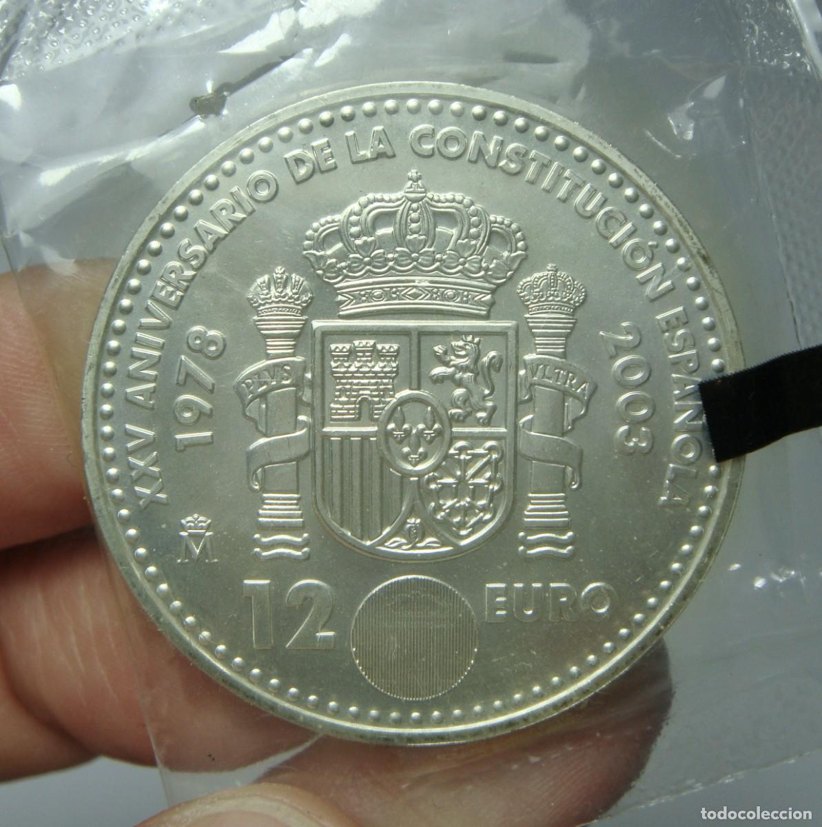 Monedas Juan Carlos I: 12 &euro;. PLATA .925. Juan Carlos I y Sofia. 2003. XXV Aniversario de la Constituci&oacute;n Espa&ntilde;ola